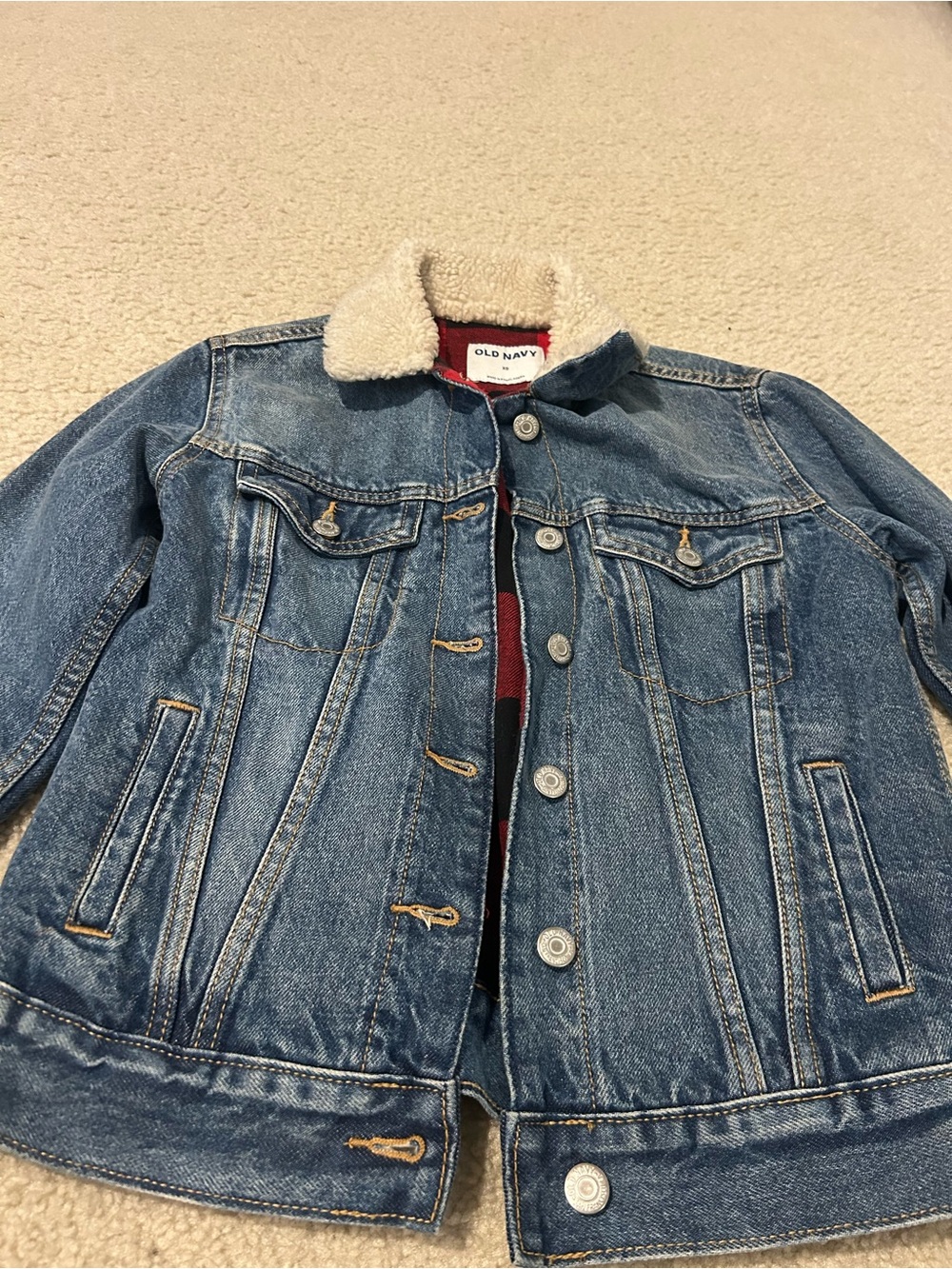 Old Navy Blue Denim Sherpa-Trim Jean Jacket